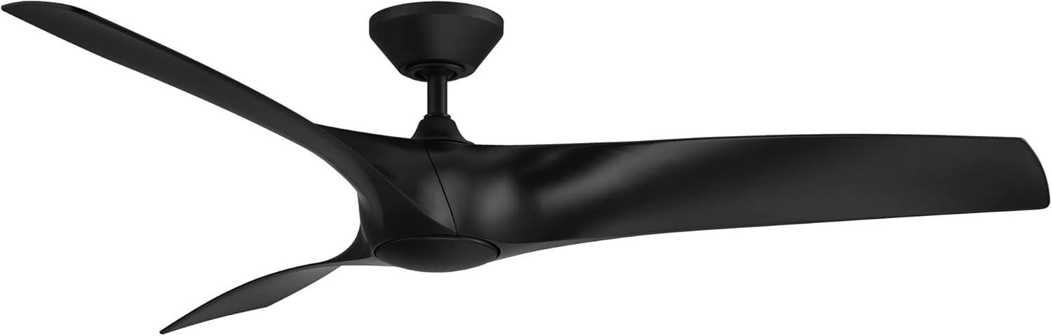 Zephyr 62" Matte Black Dimmable LED Smart Ceiling Fan with Remote Control