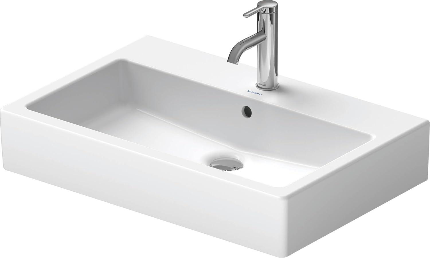 Duravit 045470-1HOLE White Ceramic 51.08 lb Rectangular Wall Mount Bathroom Sink