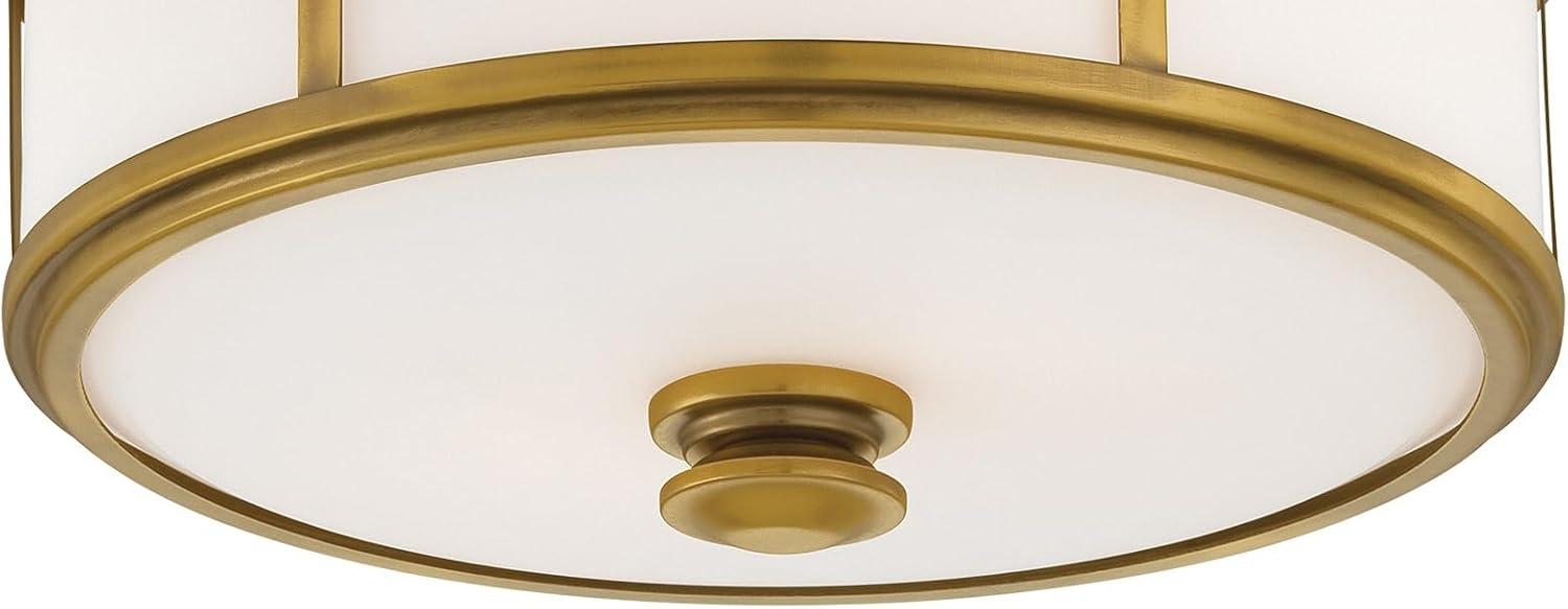 Minka Lavery Modern Ceiling Light Flush Mount Fixture 13 1/2" Liberty Gold Etched Opal Glass Shade for Bedroom Kitchen Living Room