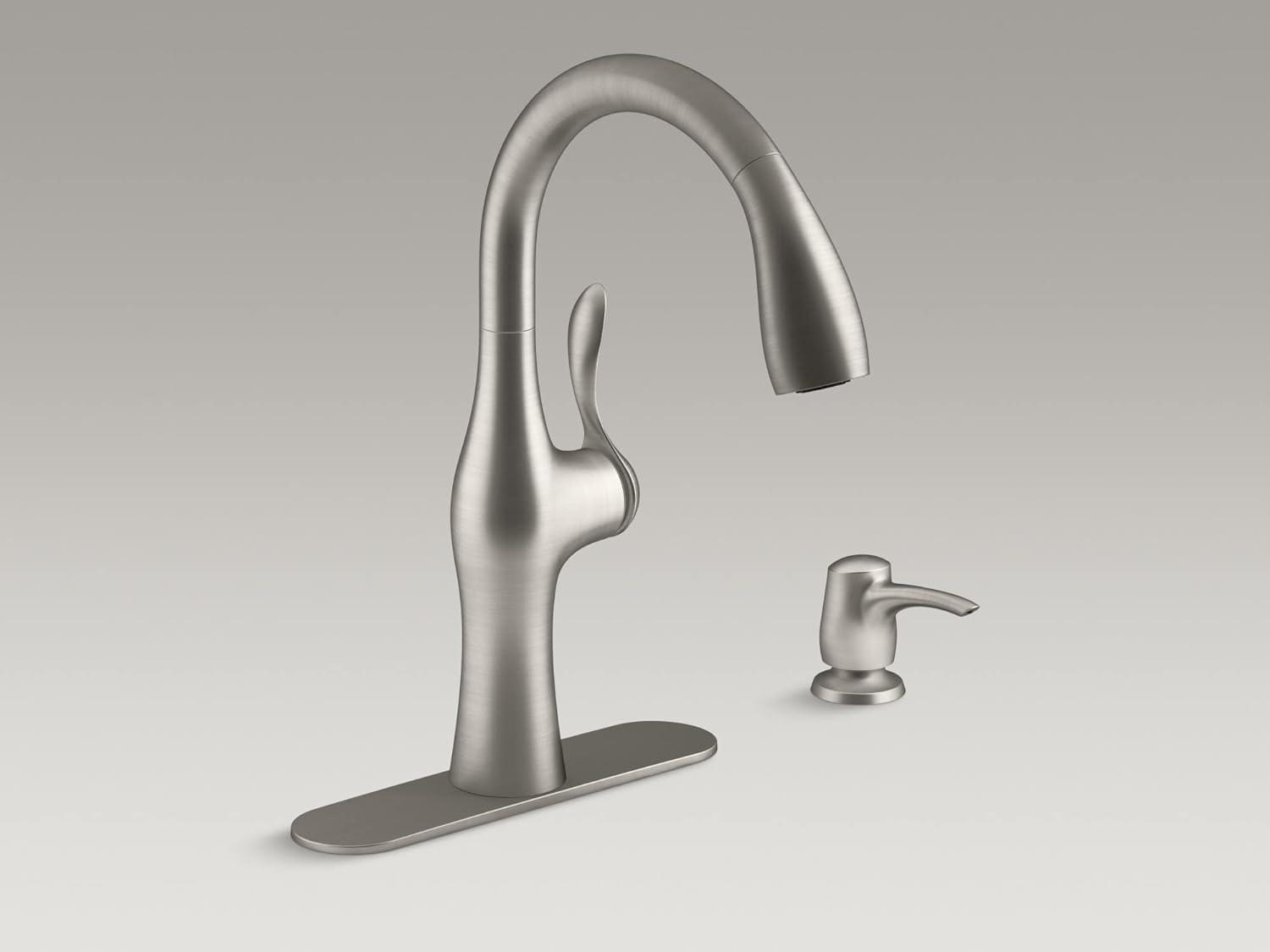 Alma Stainless Steel Pull-Down Kitchen Faucet with Soap Dispenser