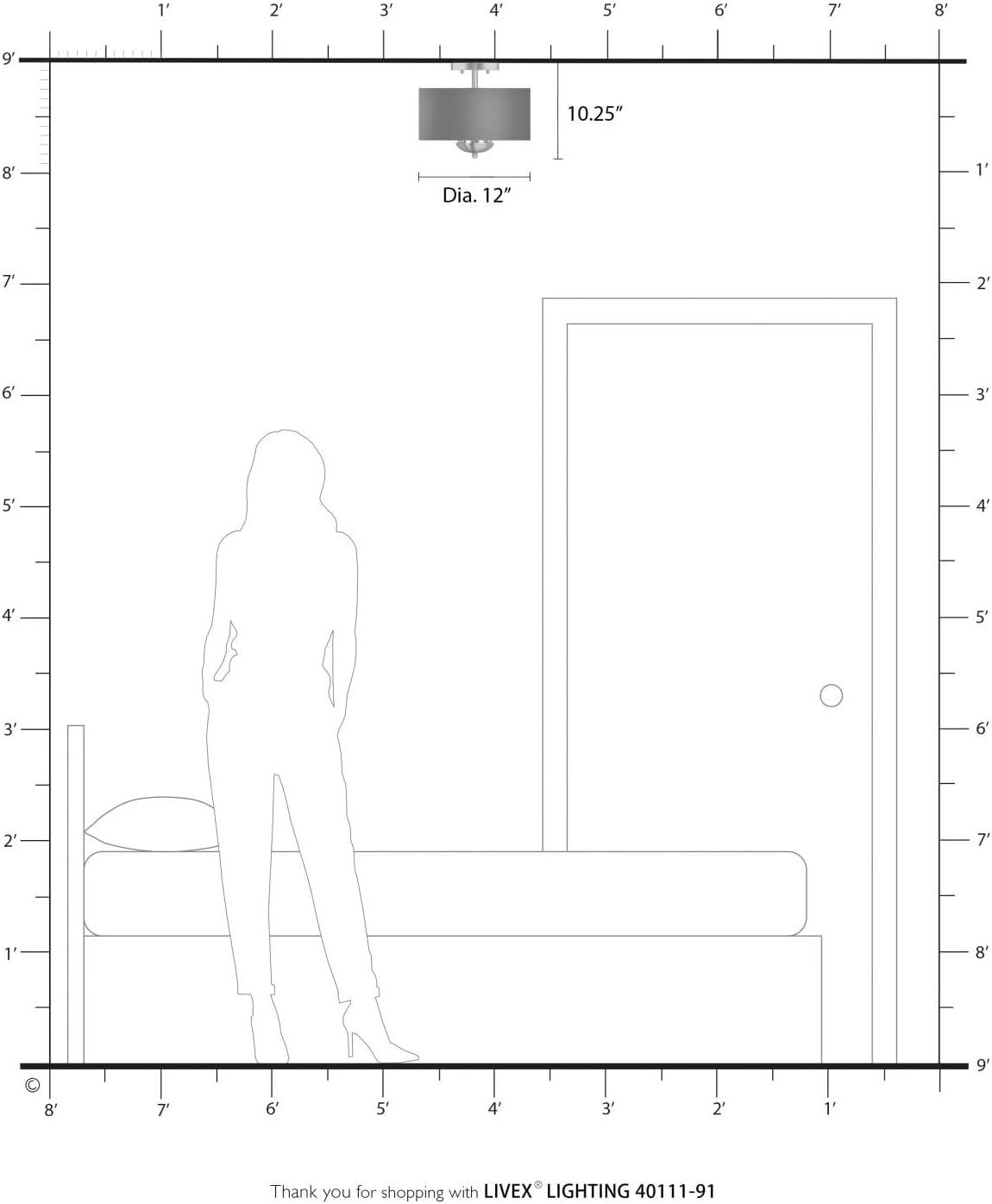 Livex Lighting Huntington 3 - Light Semi-Flush Mount in  Brushed Nickel