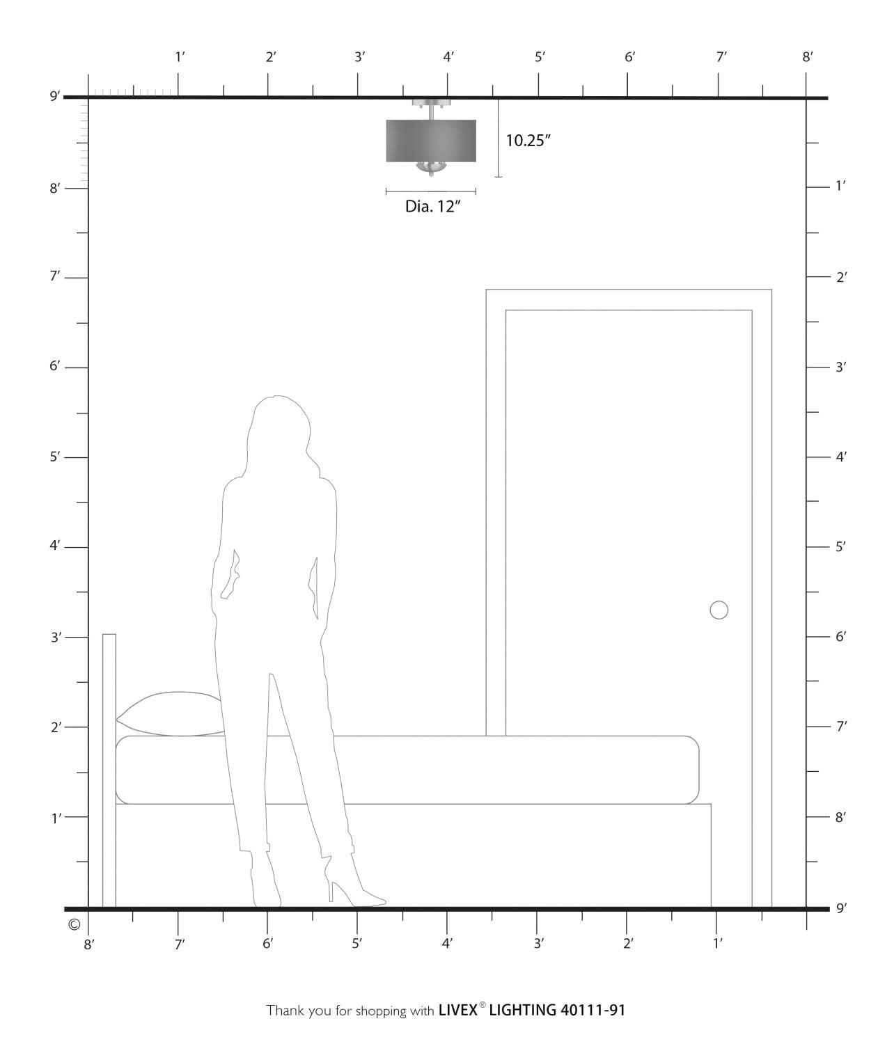 Livex Lighting Huntington 3 - Light Semi-Flush Mount in  Brushed Nickel