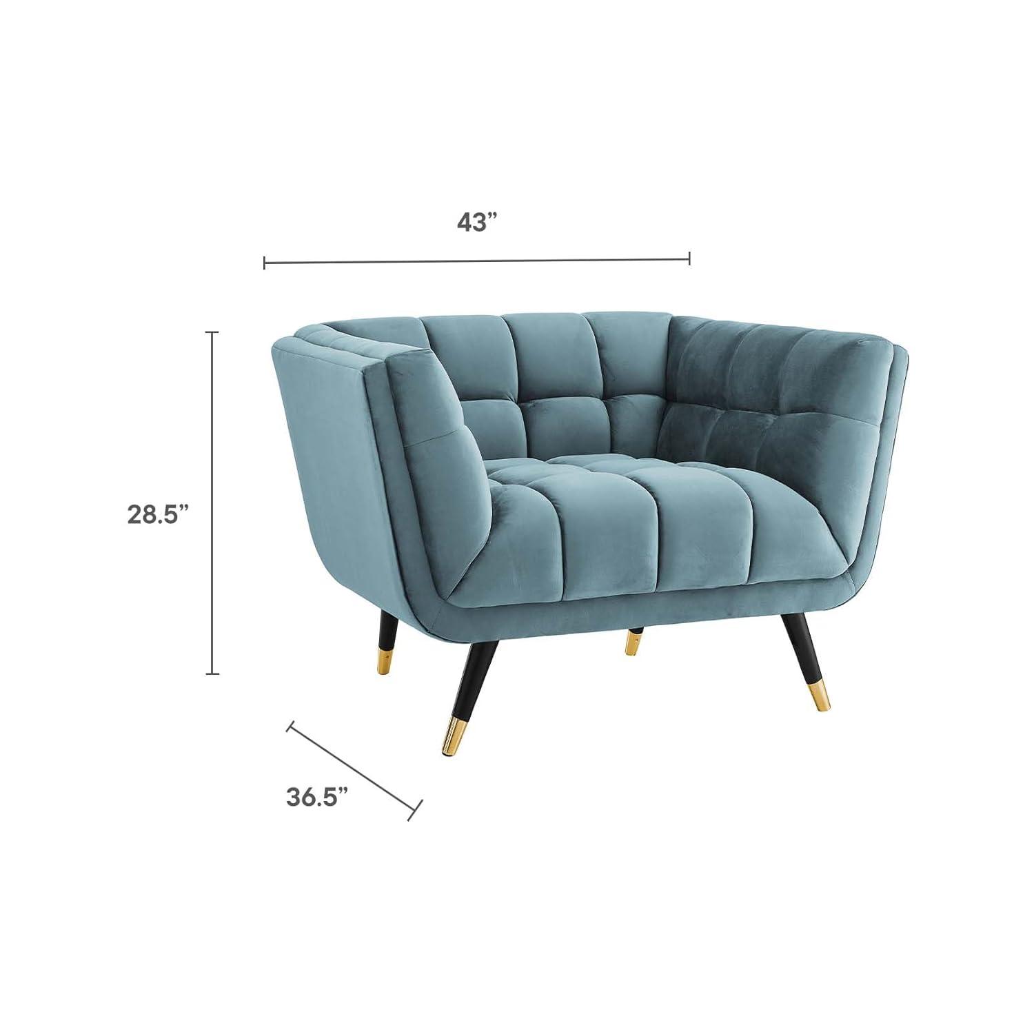 Modway Adept Performance Velvet Armchair Sea Blue