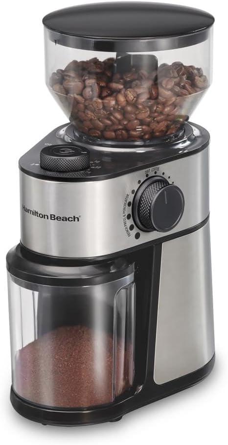 Hamilton Beach Stainless Steel Electric Burr Coffee Grinder with Adjustable Grind