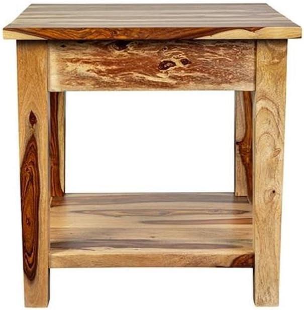 Porter Designs End Table Nightstand Bedside Square in Wood - Brown