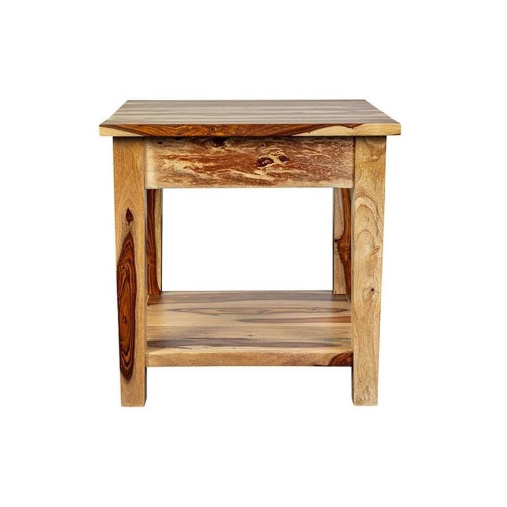Porter Designs End Table Nightstand Bedside Square in Wood - Brown