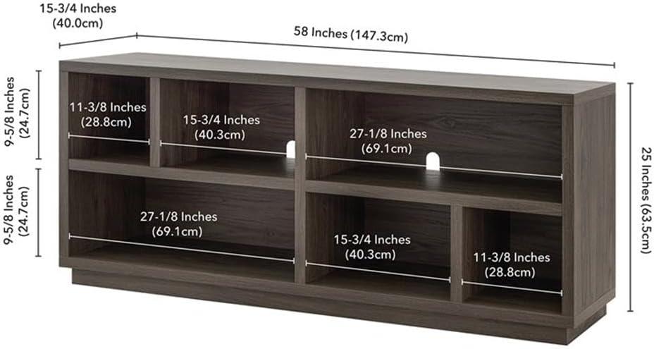 Evelyn&Zoe Bowman Rectangular TV Stand for TV's up to 65", Alder Brown