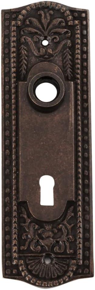 Renovators Supply Door Back Plate Brass 7 1/4" Escutcheon Cover Ornate Doorplate in Antique Brass Finish w/Keyhole