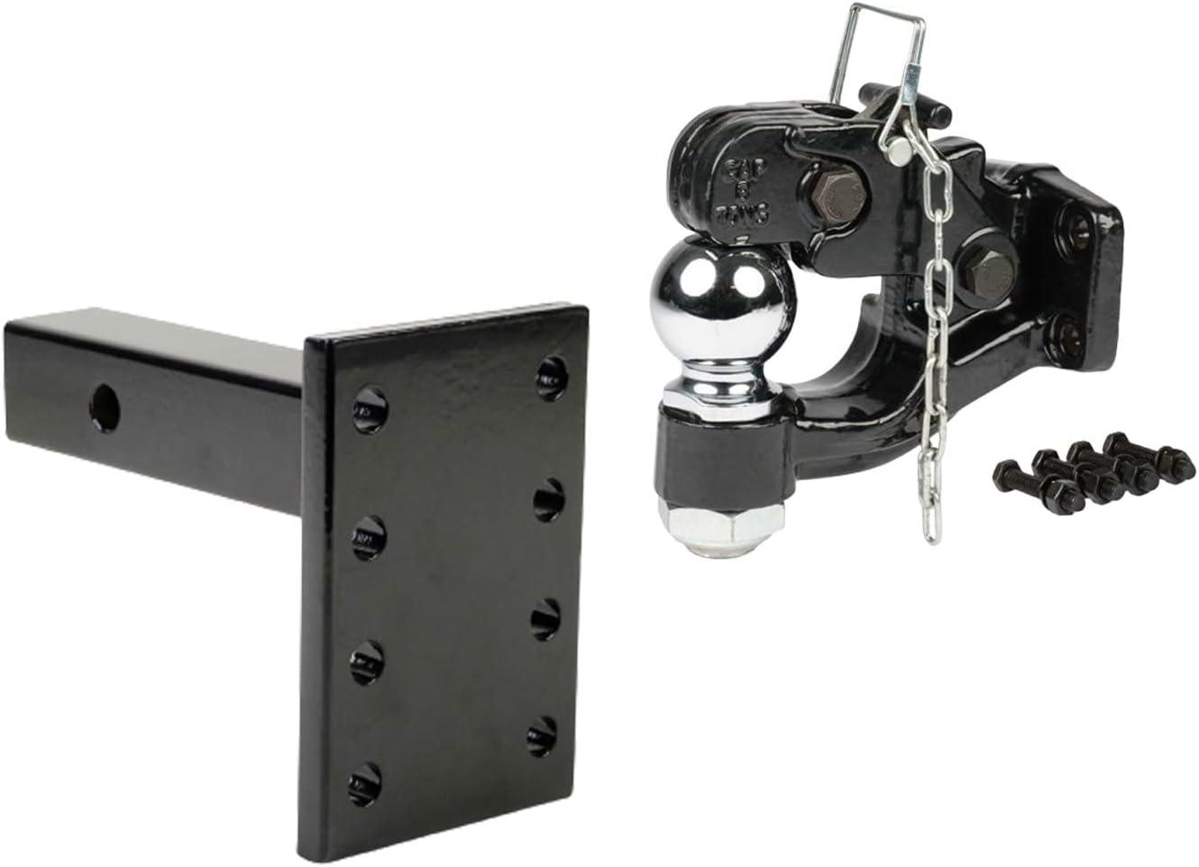 Mounting Plate With Pintle Hitch KIT: Mounting Plate With 8 Ton Pintle Hitch 2-5/16 inch Ball for Trailers Solid Steel, for 2" Hitch reciever