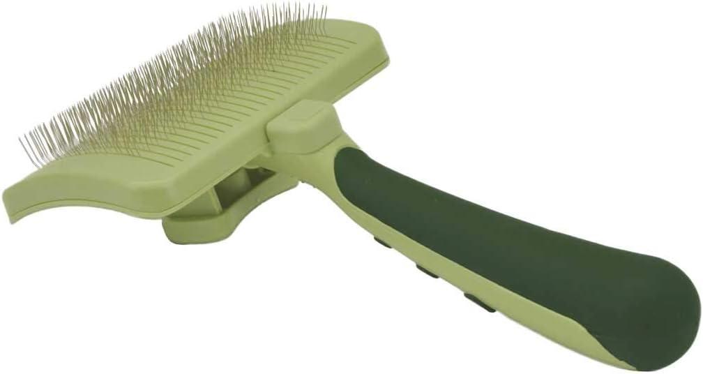 Safari Green Self-Cleaning Slicker Dog Brush with Stainless Steel Pins