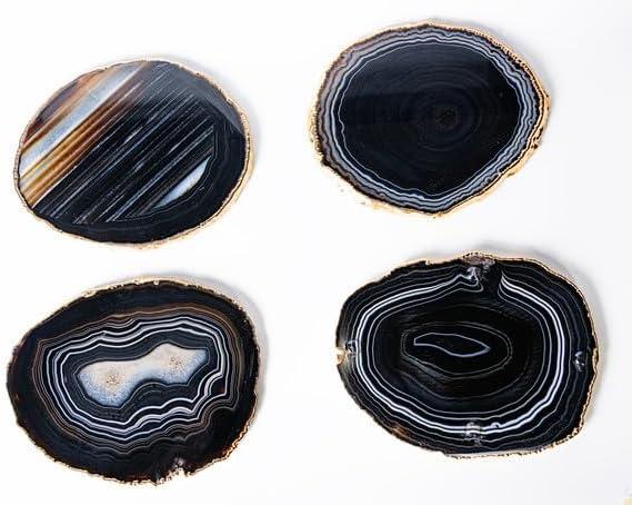 ANNA New York Entertainment Agate Round 4 Piece Coaster Set