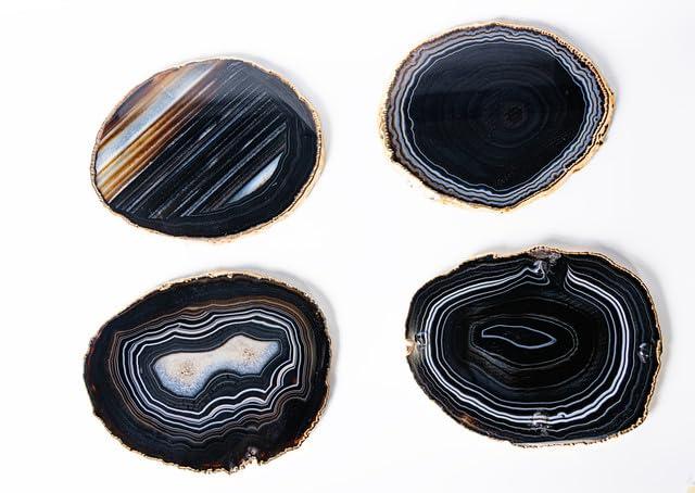 ANNA New York Entertainment Agate Round 4 Piece Coaster Set