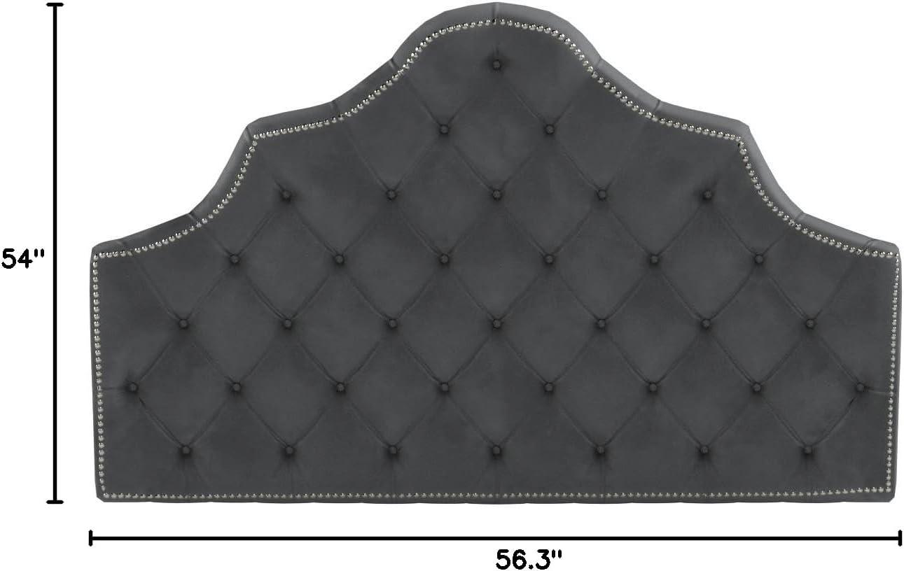 SAFAVIEH Arebelle Rustic Glam Tufted Headboard with Nail Heads, Full, Pewter