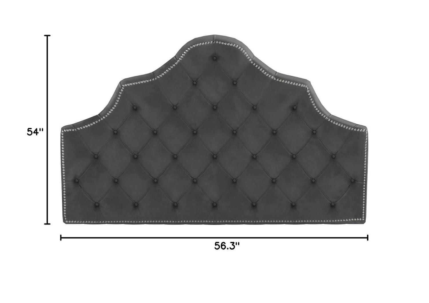 SAFAVIEH Arebelle Rustic Glam Tufted Headboard with Nail Heads, Full, Pewter