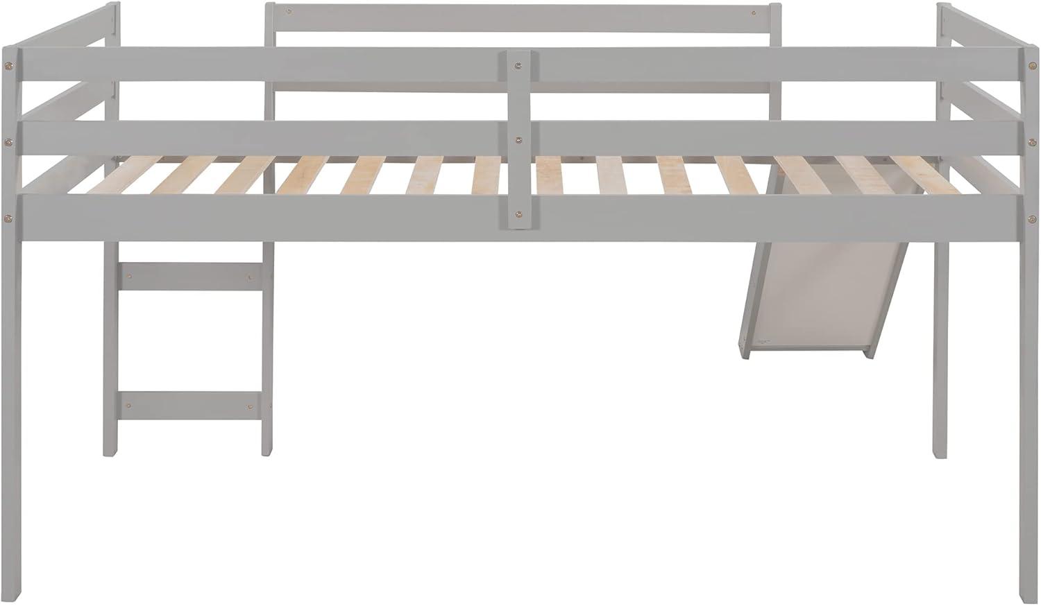 Harper & Bright Designs Kids Loft Bed with Slide,Twin Size Low Loft Beds for Girls Boys Solid Pine Wood Toddler Loft Bed with Ladder and Guard Rails,White