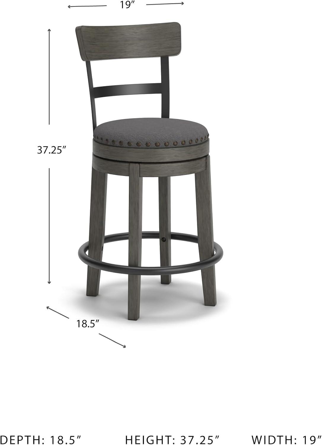 Caitbrook Counter Height Barstool Gray - Signature Design by Ashley: Polyester Upholstery, Nailhead Trim, Swivel Seat
