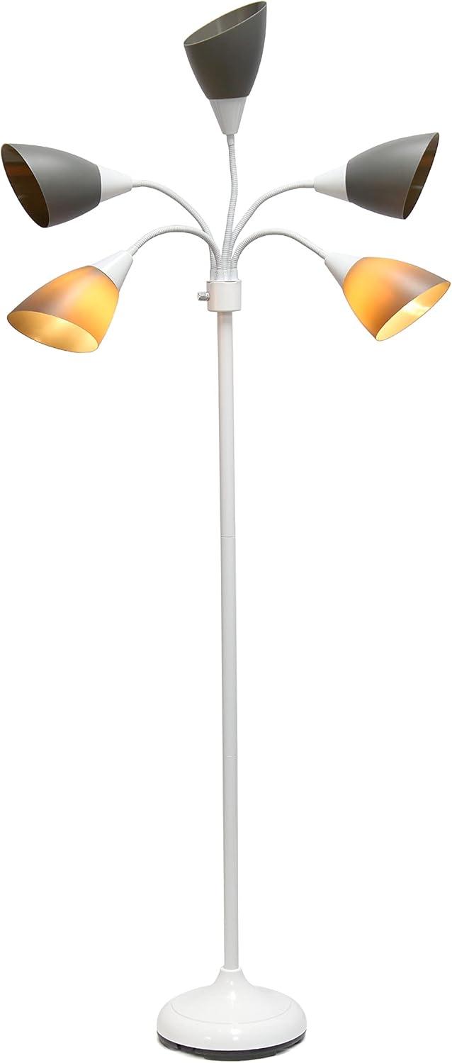 67" Contemporary Multi 5-Head Adjustable Gooseneck Floor Lamp - Simple Designs