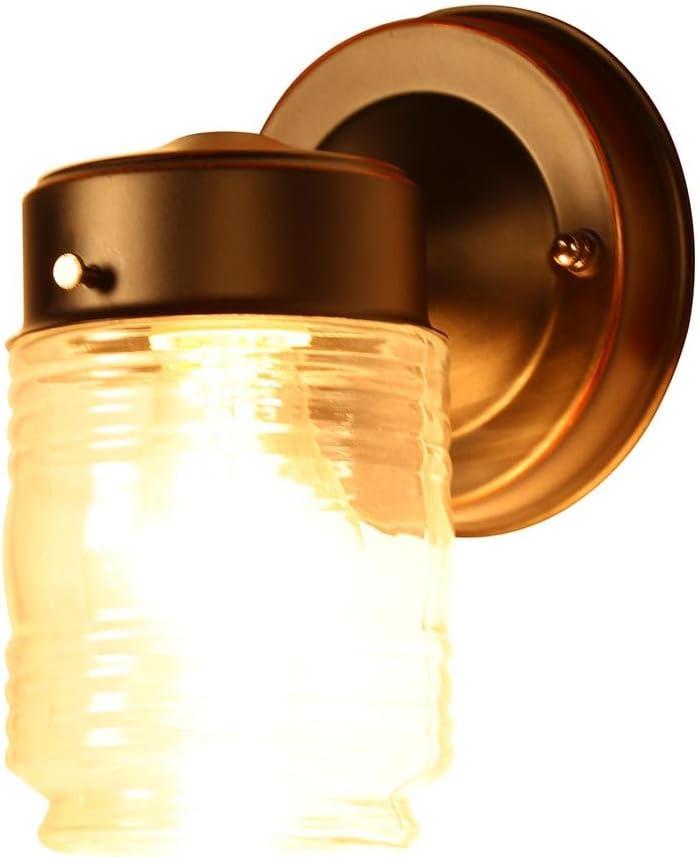 Design House 505198 Jelly Jar Classic 1-Light Indoor/Outdoor Wall Light with Clear Ribbed Glass for Entryway Porch Patio, Oil Rubbed Bronze