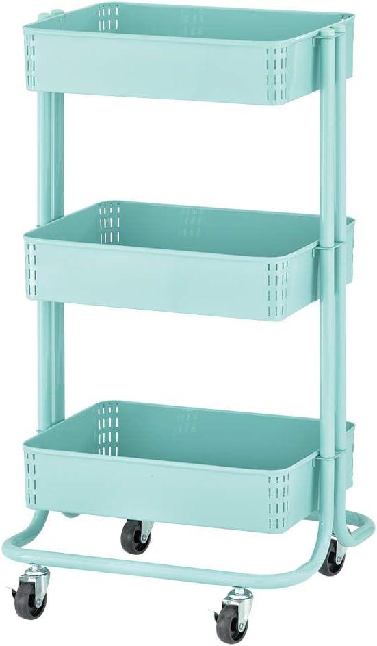 ECR4Kids 3-Tier Metal Rolling Utility Cart, Multipurpose Storage