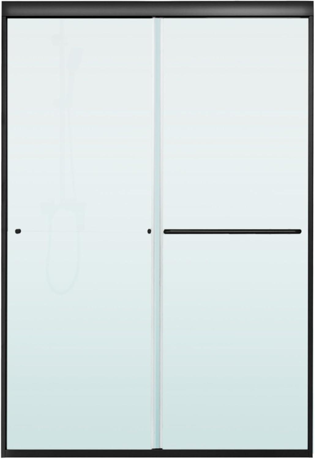 Matte Black Framed Sliding Shower Door with Clear Glass