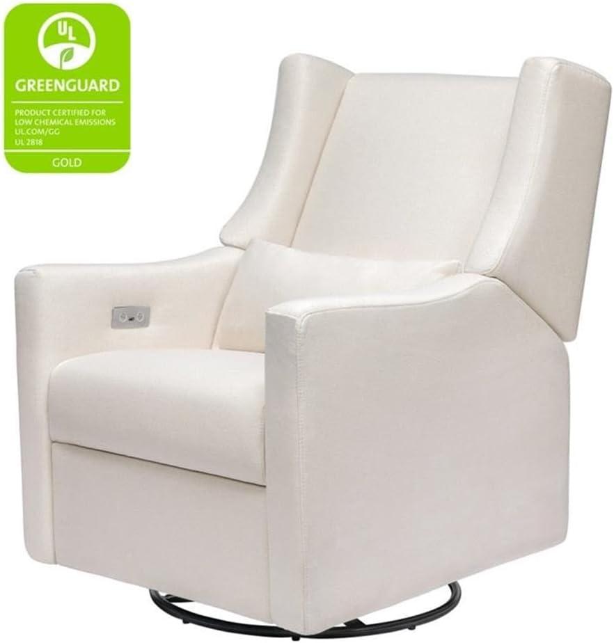 Babyletto Kiwi Almond Teddy Loop Nursery Power Glider Recliner Chair with Light Wood Base