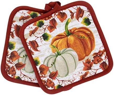 Thanksgiving Harvest Pumpkins Gathering Kitchen Oven Mitt Set