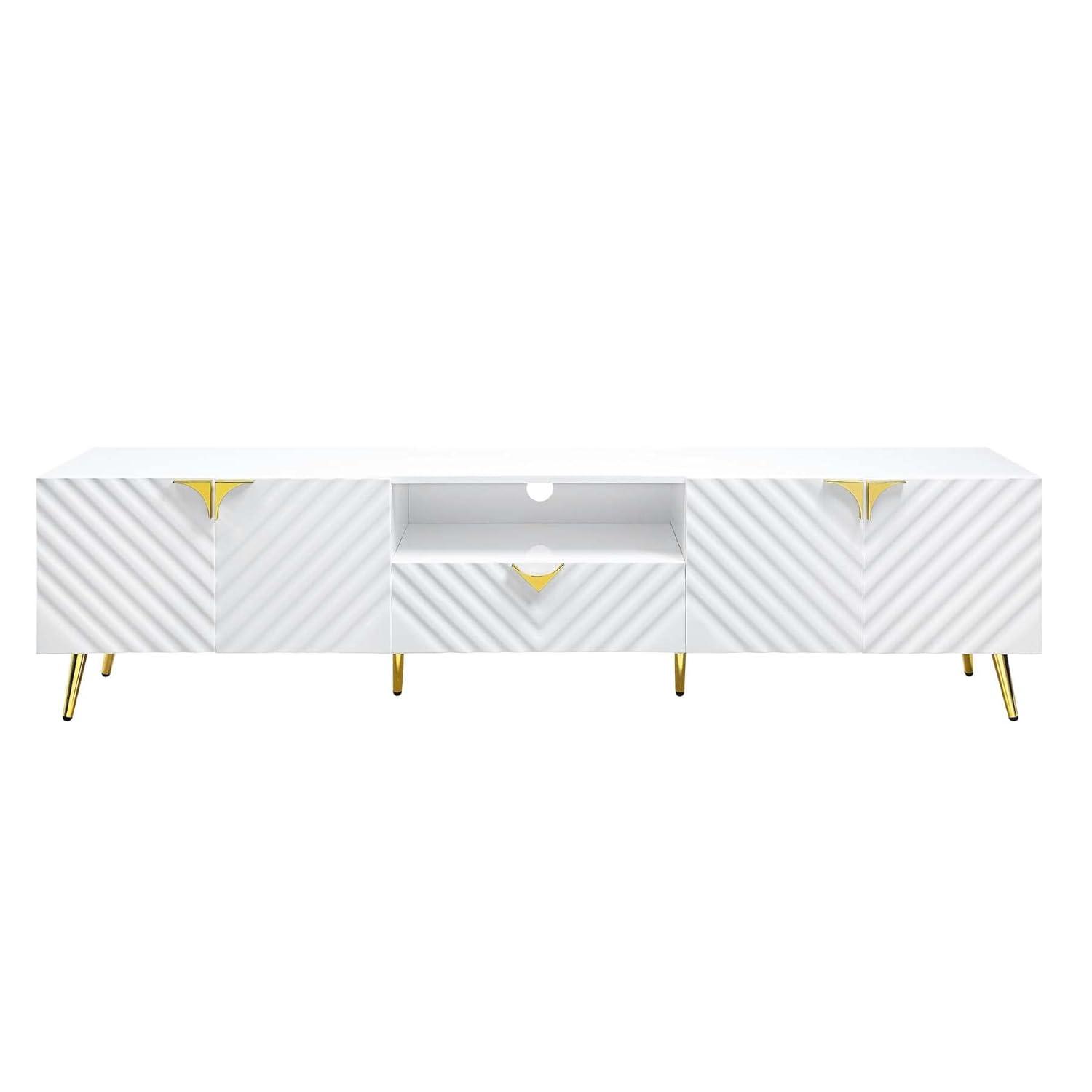 ACME Gaines TV Stand in White High Gloss Finish