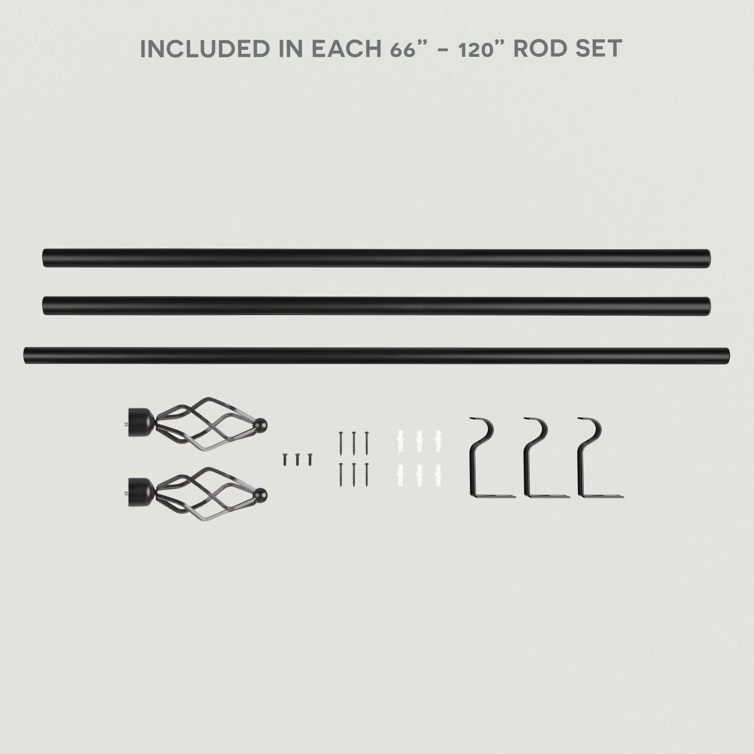 Amalgamated Textiles Exclusive Home Lancelot 1" Window Curtain Rod and Finial Set, Adjustable