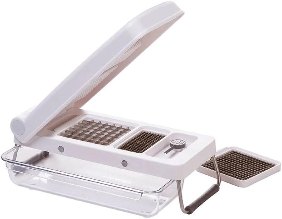 PL8 Professional Chopper White: Stainless Steel Manual Food Chopper, 3 Blades, Dishwasher-Safe, Progressive Veggie Tool