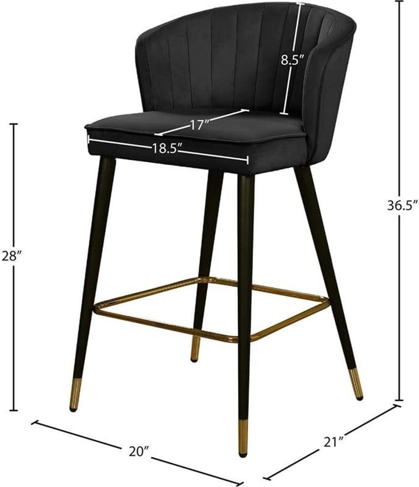 Meridian Furniture Cassie 28"H Velvet Counter Stool in Black (Set of 2)