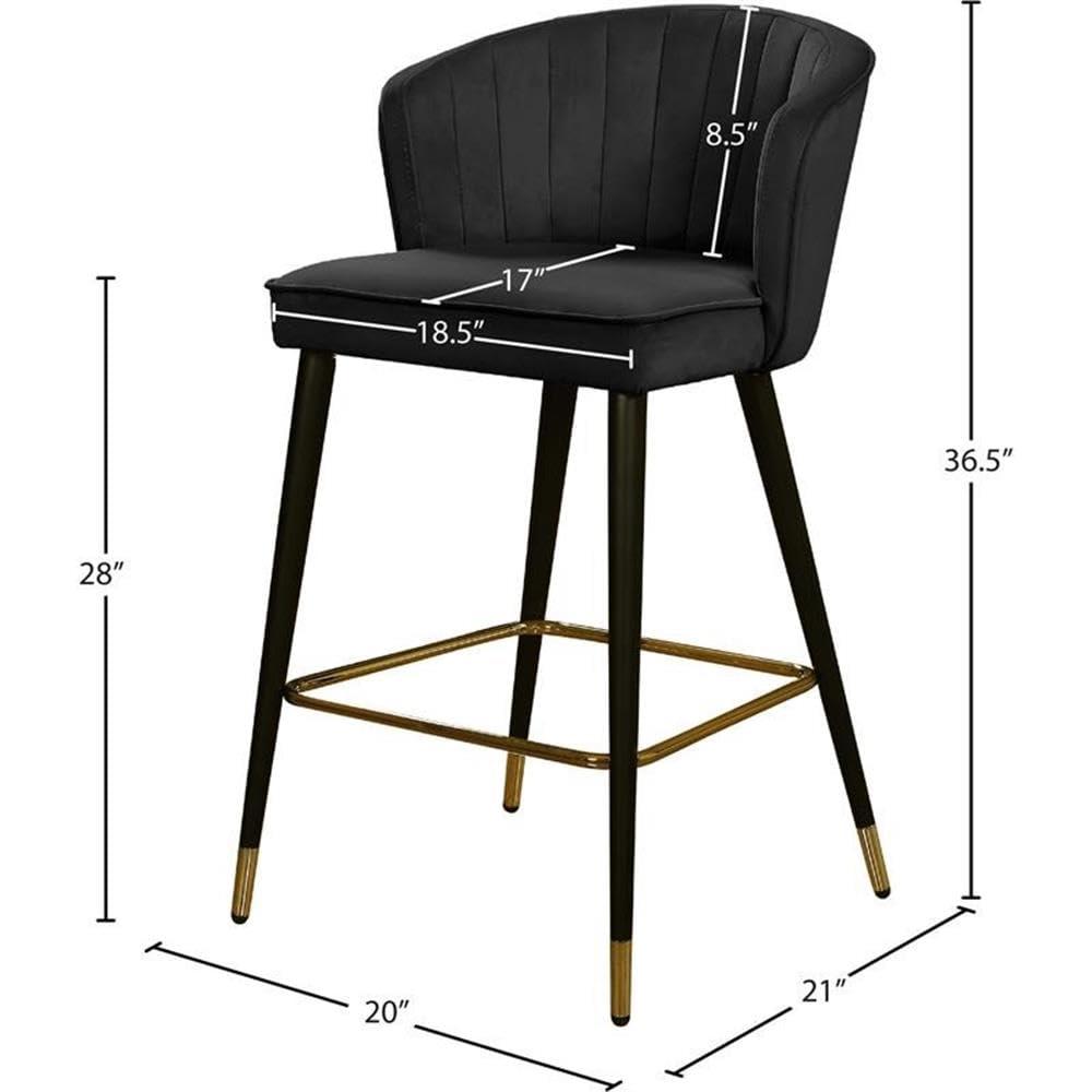 Meridian Furniture Cassie 28"H Velvet Counter Stool in Black (Set of 2)