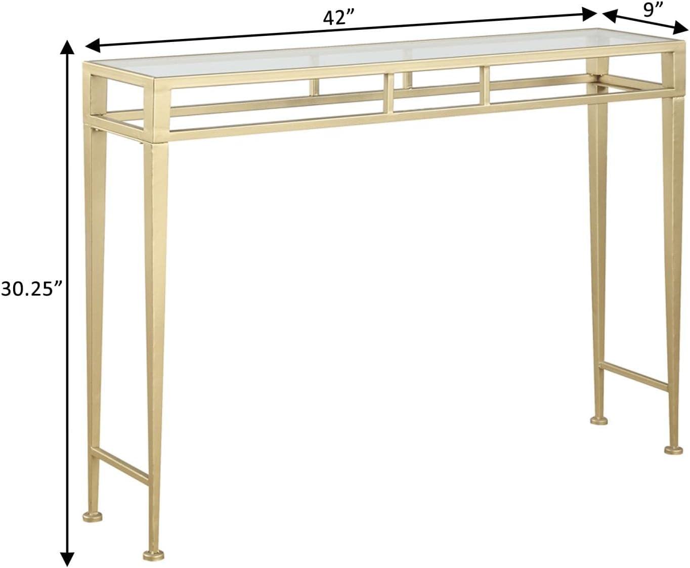 Gold and Clear Glass 42" Hall Console Table