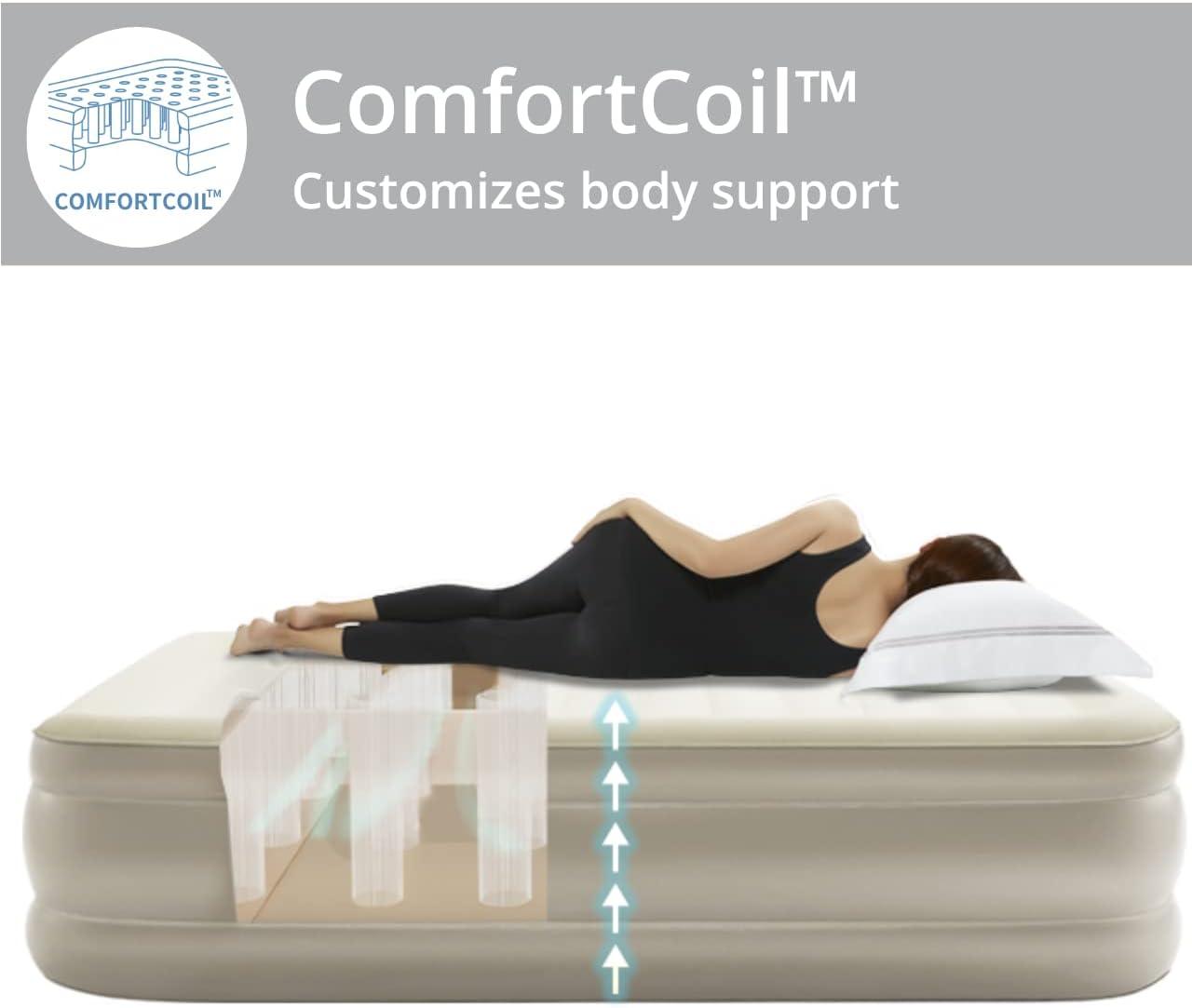 Simpli Comfy 18" Raised Twin Inflatable Air Mattress with Built-in AC Pump, Fast Self-Inflating Blow Up Air Bed with Waterproof Top for Home, Travel, Camping 75” x 40” x 18"…