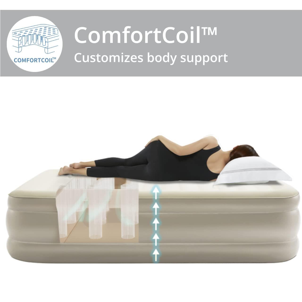 Simpli Comfy 18" Raised Twin Inflatable Air Mattress with Built-in AC Pump, Fast Self-Inflating Blow Up Air Bed with Waterproof Top for Home, Travel, Camping 75” x 40” x 18"…
