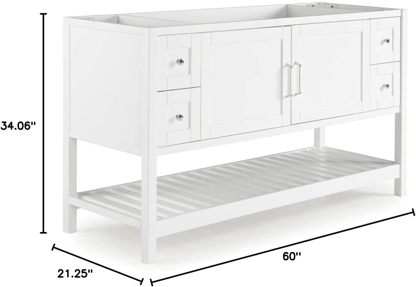 Alaterre Furniture Bennet 60"W White Wood Vanity Cabinet Only