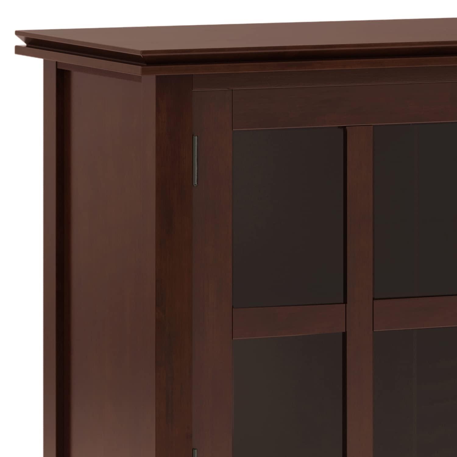 Simpli Home Artisan 60"W Solid Wood Sideboard Buffet with and Tempered Glass Doors and 3 Drawers