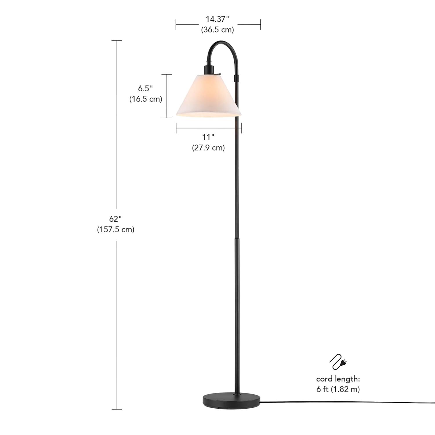 Globe Electric Barden 58" Black Floor Lamp with Dark Gray Velvet Shade Made of Metal Material