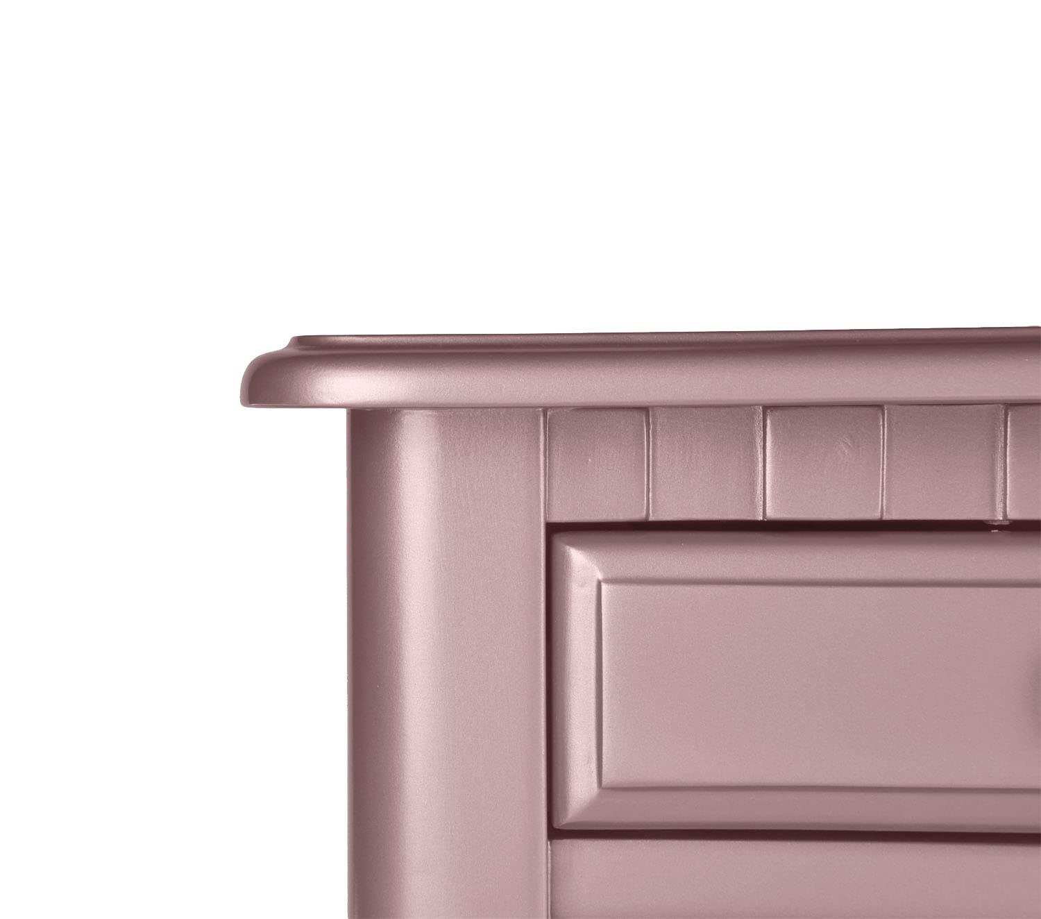 Poundex Furniture Wood Vanity Set with Mirror and Stool in Pink Rose Gold Color
