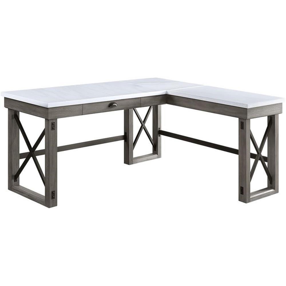 67" Talmar Marble Top Writing Desk with File Drawer & Lift Storage - Acme Furniture