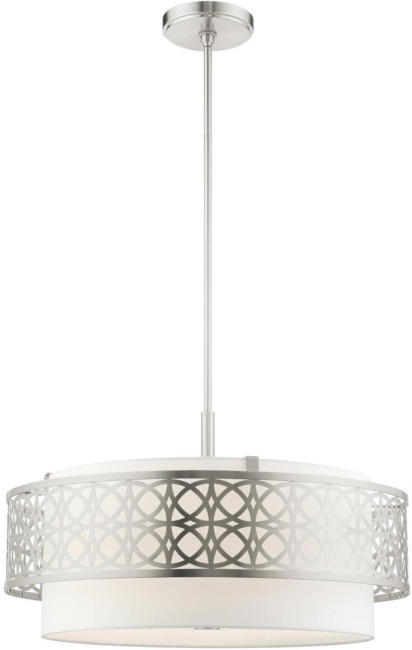 Calinda Brushed Nickel 5-Light Drum Pendant Chandelier