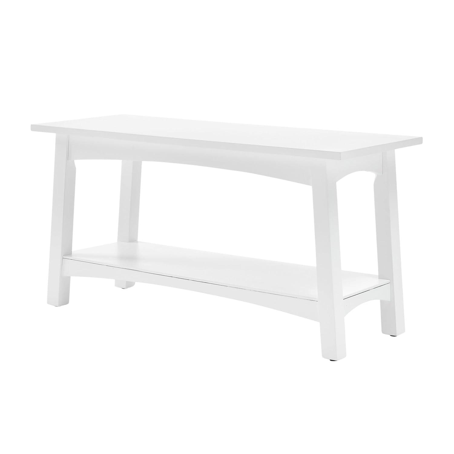 Alaterre Furniture Craftsbury 36 in. Sturdy Pine Wood Entryway Bench, 2-Person Bench Open Design Accent Furniture, White