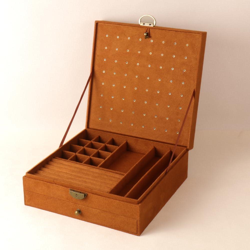 Women Jewelry Box Lockable 3 Layers Large Jewelry Organizer Storage Case for Earrings Necklaces Rings Bracelets,Green Display Jewel Holder (Green)