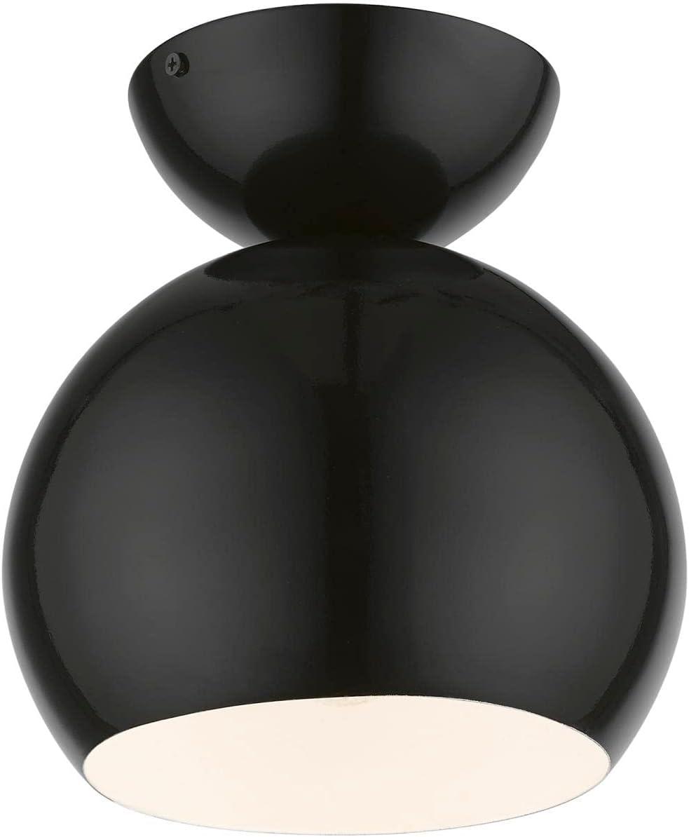 Livex Lighting Stockton 1 - Light Semi-Flush Mount in  Shiny Black