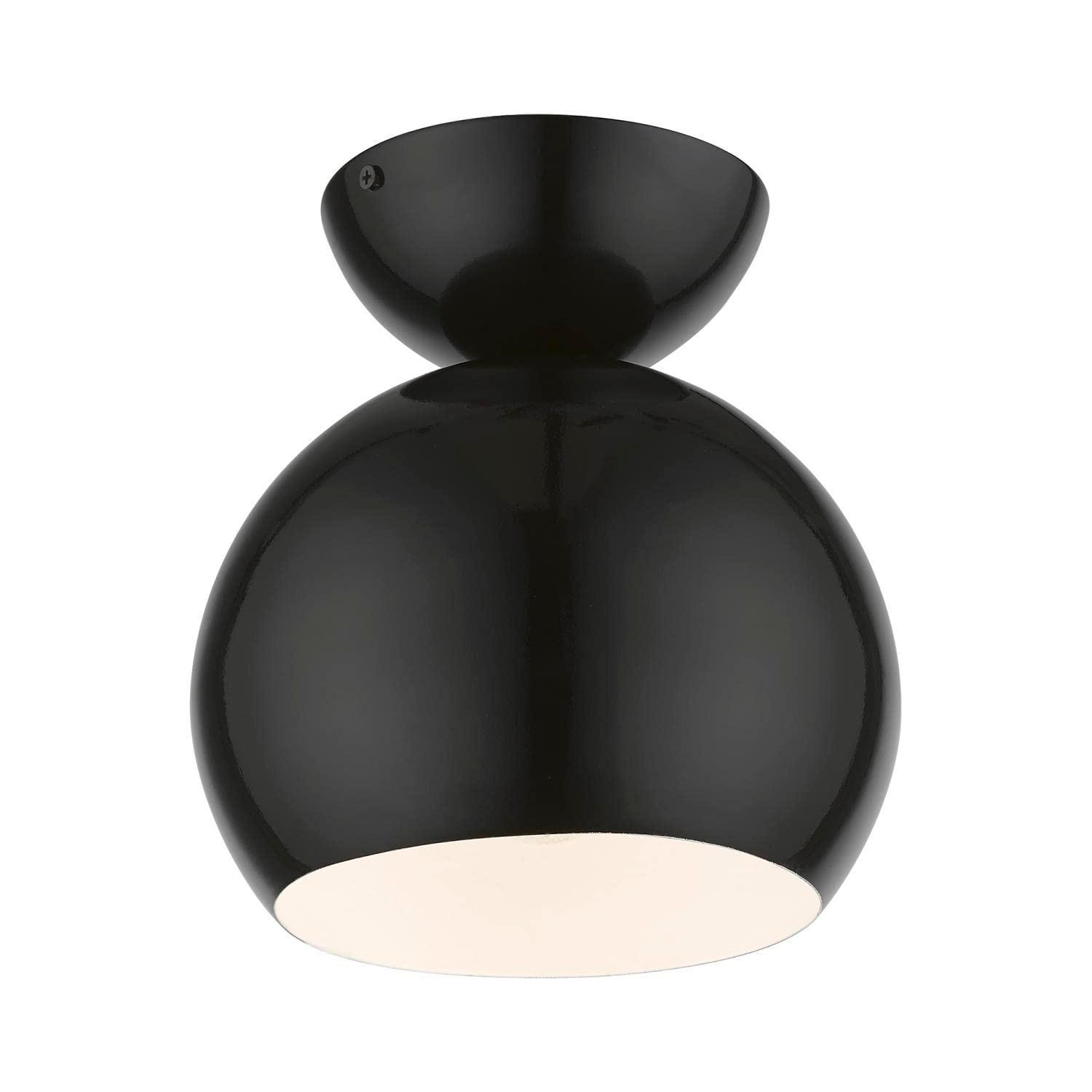 Livex Lighting Stockton 1 - Light Semi-Flush Mount in  Shiny Black