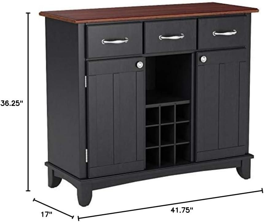 Hutch-Style Buffet Wood/Black/Cherry - Home Styles: Traditional Sideboard with Wine Storage, Hardwood Frame