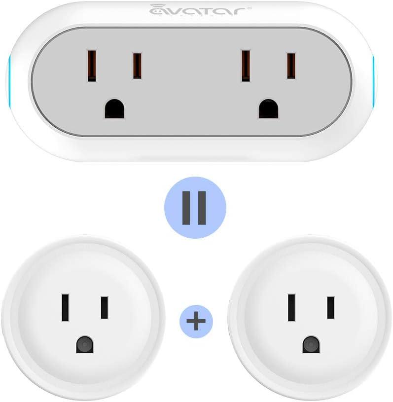 Dual White Alloy Steel Smart WiFi Plug with Timer