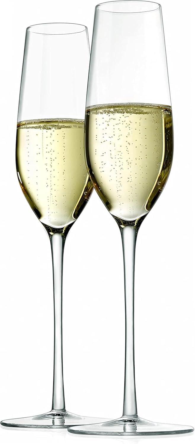 NutriChef 2 Pcs. of Crystal Champagne Flutes - Ultra Clear, Elegant Champagne Glasses, Hand Blown