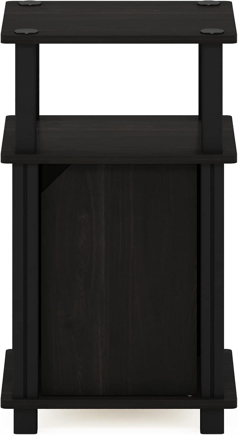 Furinno Brahms 3-Tier End Table with Door, Espresso, Black