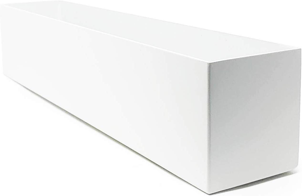 Modern White Steel Rectangular Outdoor Planter, 16 Inch