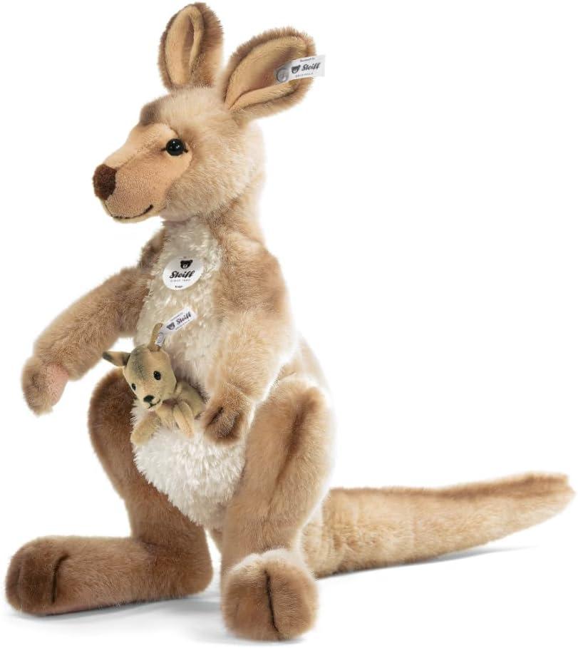 Steiff 064623 Kango Kangaroo Plush Animal Toy, Beige Tipped 16 inches